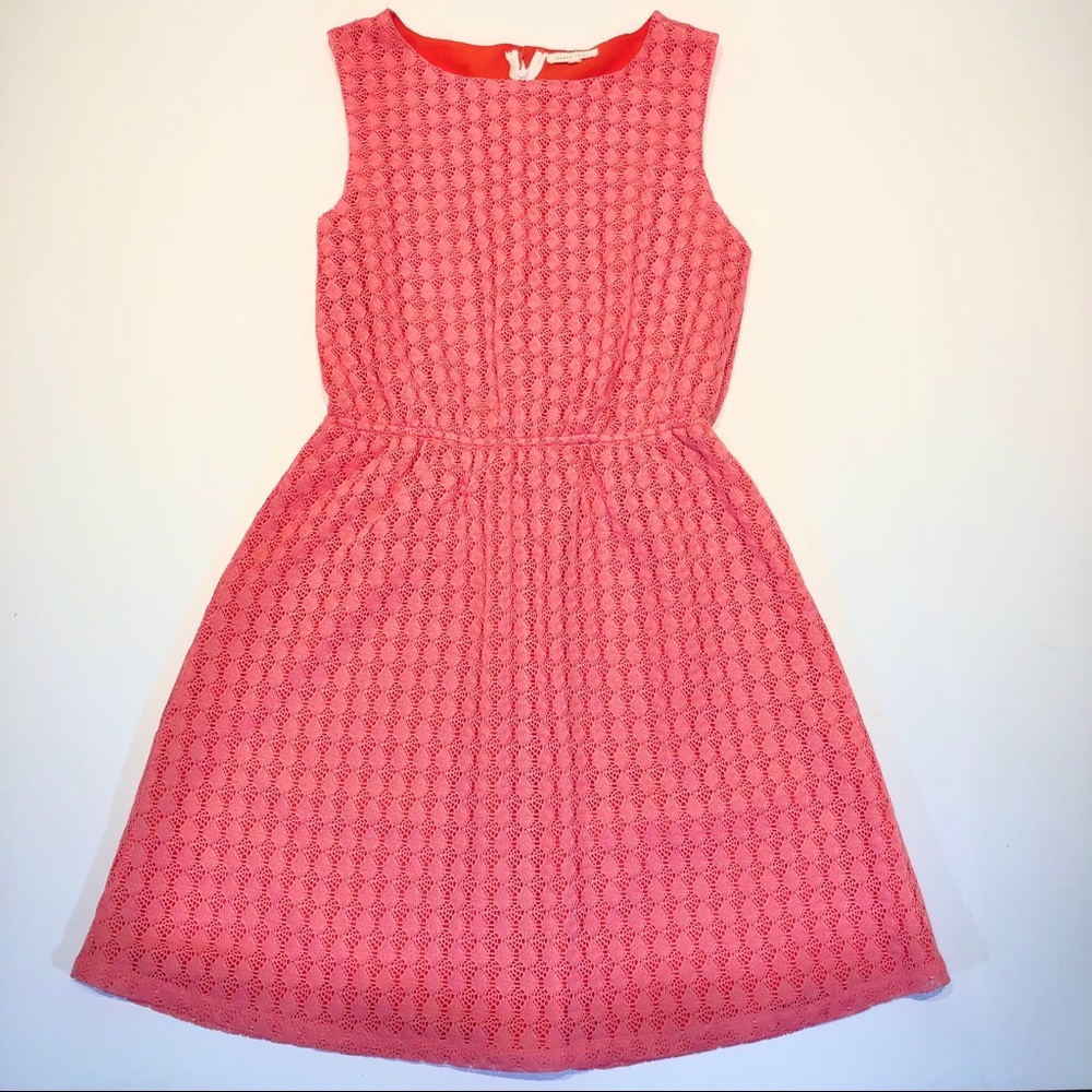 Under Skies Crocheted Red & Pink A-Line Sundress